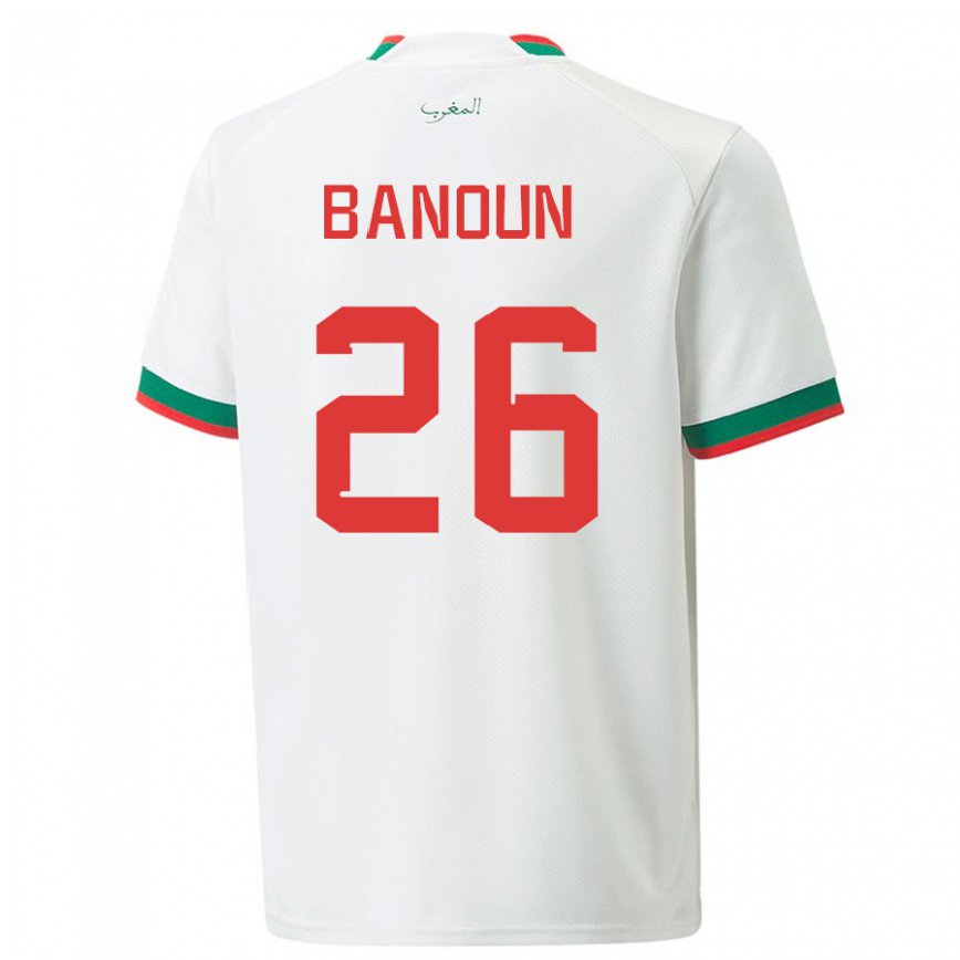 Vyrai Maroko Badr Banoun #26 Baltas Išvykos Marškinėliai 22-24 T-shirt