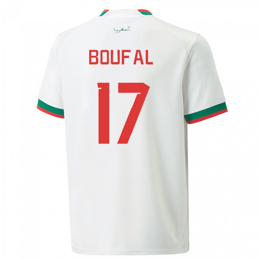 Vyrai Maroko Sofiane Boufal #17 Baltas Išvykos Marškinėliai 22-24 T-shirt