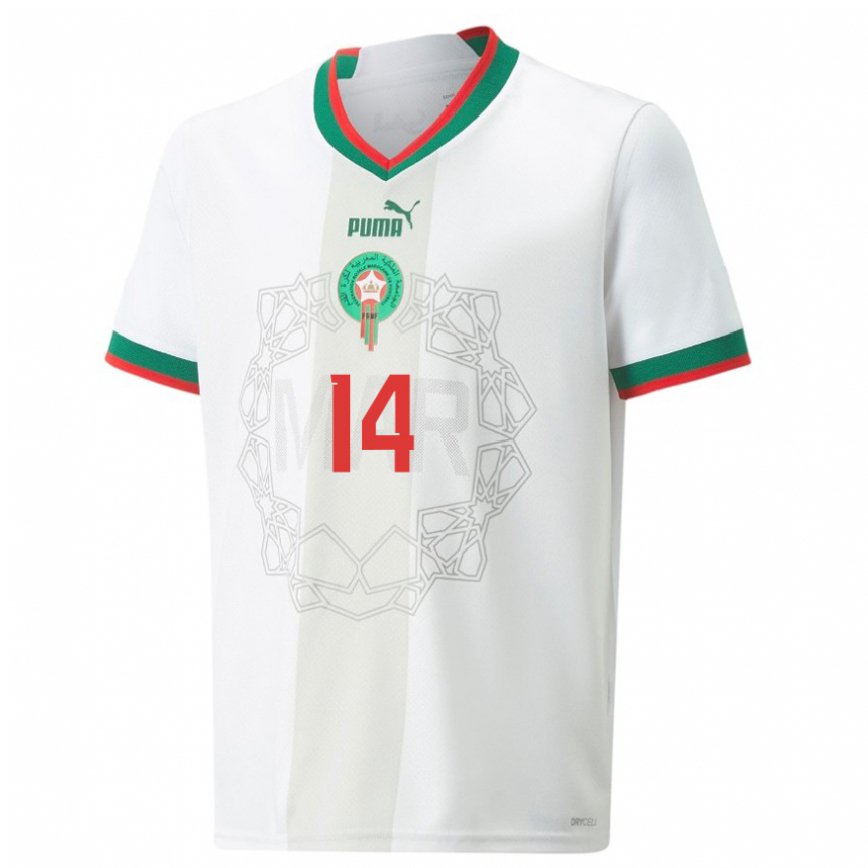 Vyrai Maroko Ayoub El Kaabi #14 Baltas Išvykos Marškinėliai 22-24 T-shirt