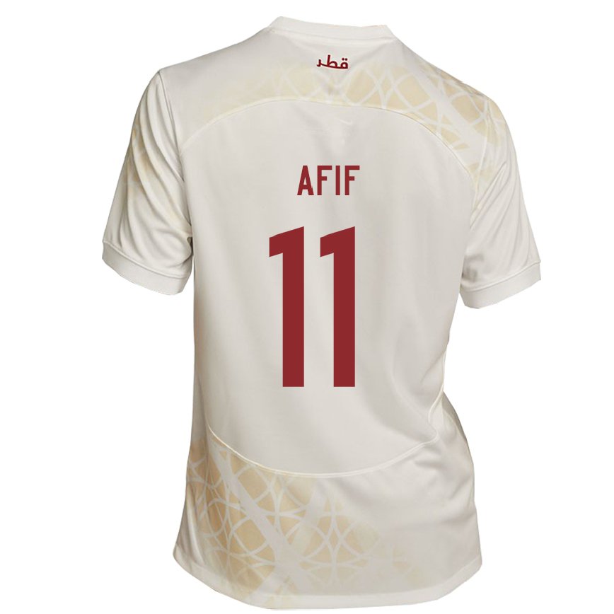 Vyrai Kataro Akram Afif #11 Auksinė Smėlio Spalvos Išvykos Marškinėliai 22-24 T-shirt