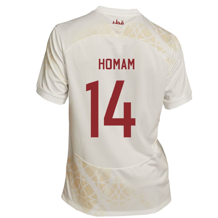 Vyrai Kataro Homam Ahmed #14 Auksinė Smėlio Spalvos Išvykos Marškinėliai 22-24 T-shirt