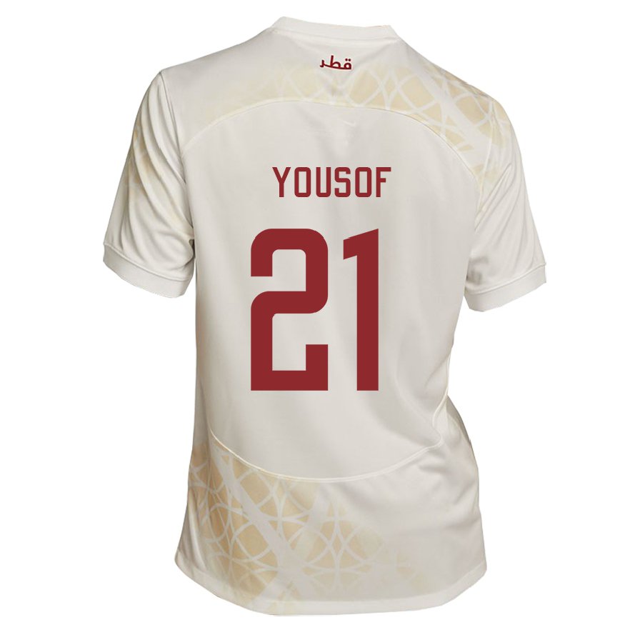 Vyrai Kataro Yousof Hassan #21 Auksinė Smėlio Spalvos Išvykos Marškinėliai 22-24 T-shirt