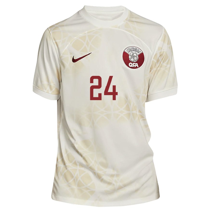 Vyrai Kataro Naif Abdulraheem Al Hadhrami #24 Auksinė Smėlio Spalvos Išvykos Marškinėliai 22-24 T-shirt