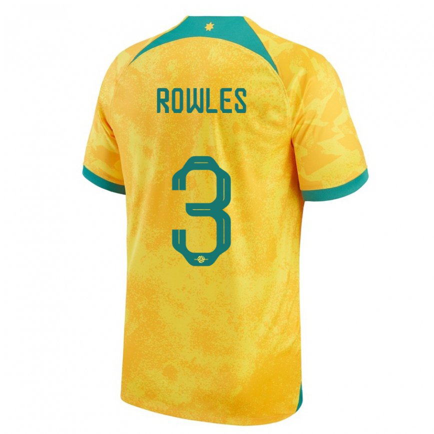 Vaikiškas Australijos Kye Rowles #3 Auksinis Namų Marškinėliai 22-24 T-shirt