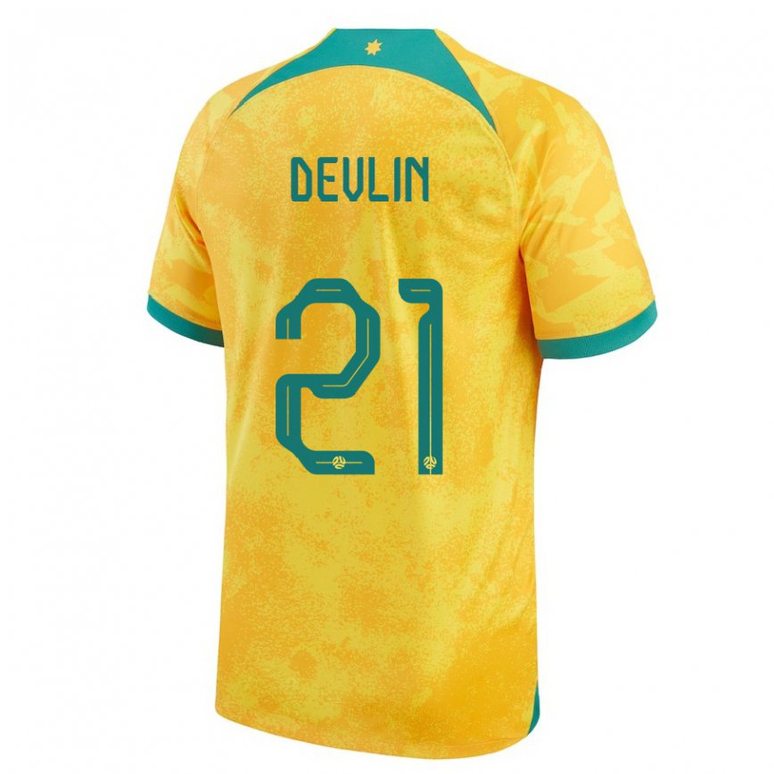 Vaikiškas Australijos Cameron Devlin #21 Auksinis Namų Marškinėliai 22-24 T-shirt