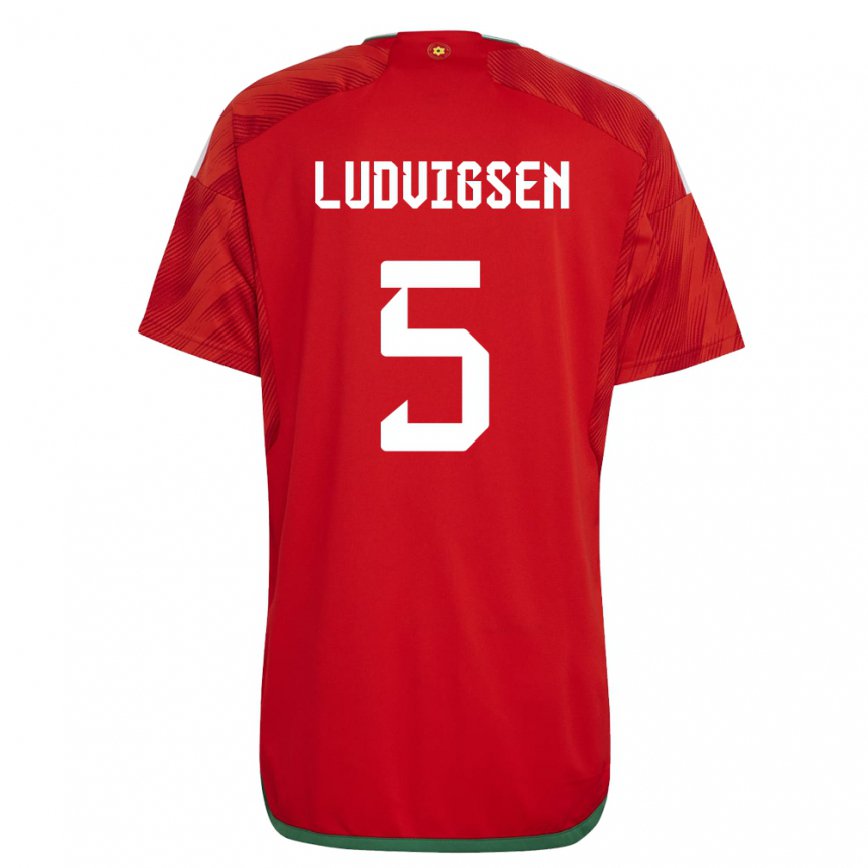 Vaikiškas Velso Kai Ludvigsen #5 Raudona Namų Marškinėliai 22-24 T-shirt