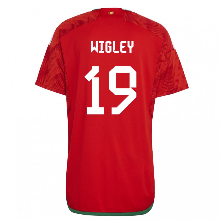 Vaikiškas Velso Morgan Wigley #19 Raudona Namų Marškinėliai 22-24 T-shirt