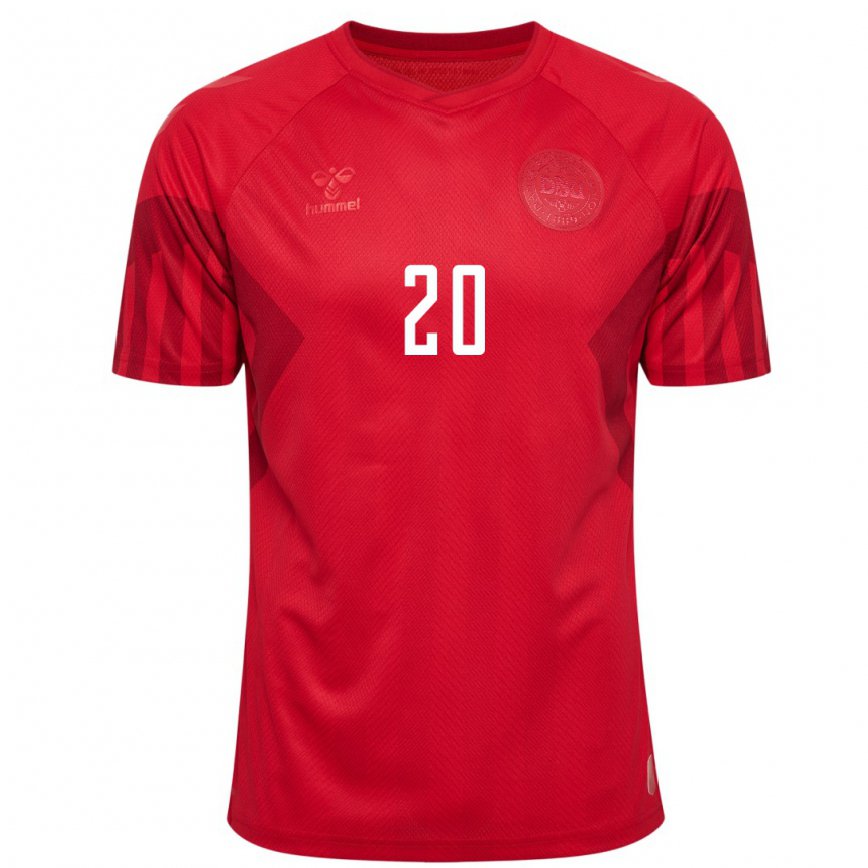 Vaikiškas Danijos Gustav Christensen #20 Raudona Namų Marškinėliai 22-24 T-shirt