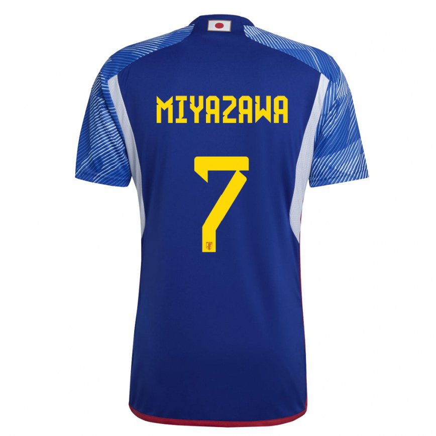 Vaikiškas Japonijos Hinata Miyazawa #7 Karališkai Mėlyna Namų Marškinėliai 22-24 T-shirt