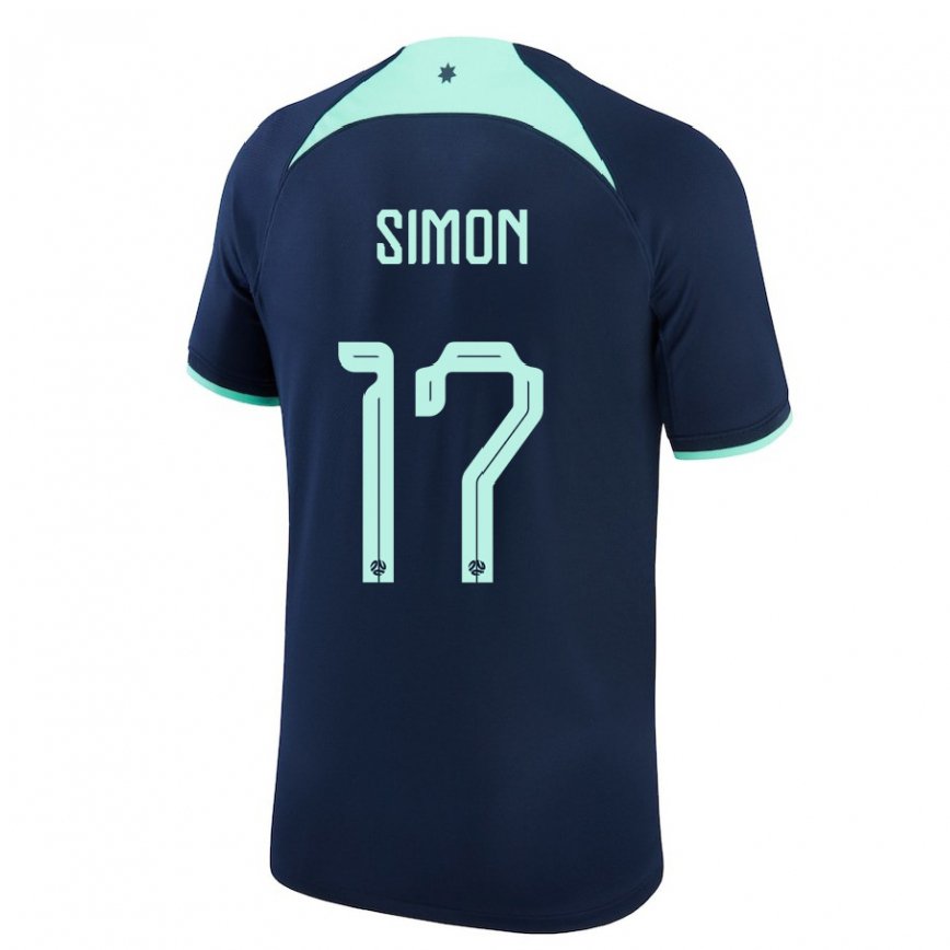 Vaikiškas Australijos Kyah Simon #17 Tamsiai Mėlyna Išvykos Marškinėliai 22-24 T-shirt