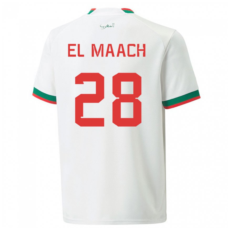 Vaikiškas Maroko Fouad El Maach #28 Baltas Išvykos Marškinėliai 22-24 T-shirt