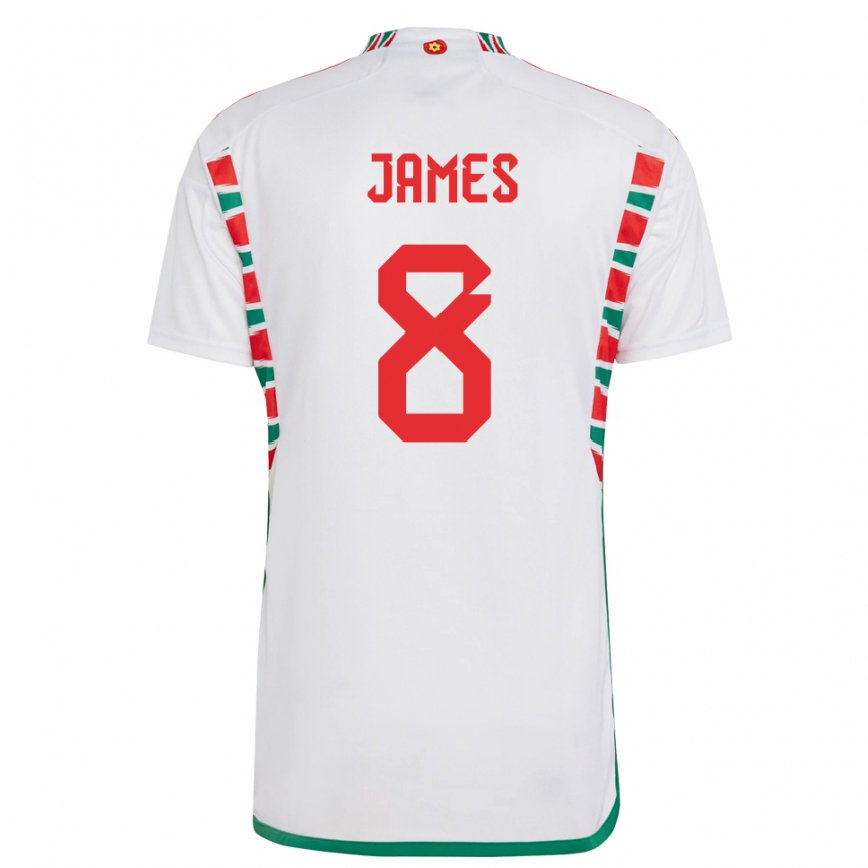 Vaikiškas Velso Angharad James #8 Baltas Išvykos Marškinėliai 22-24 T-shirt