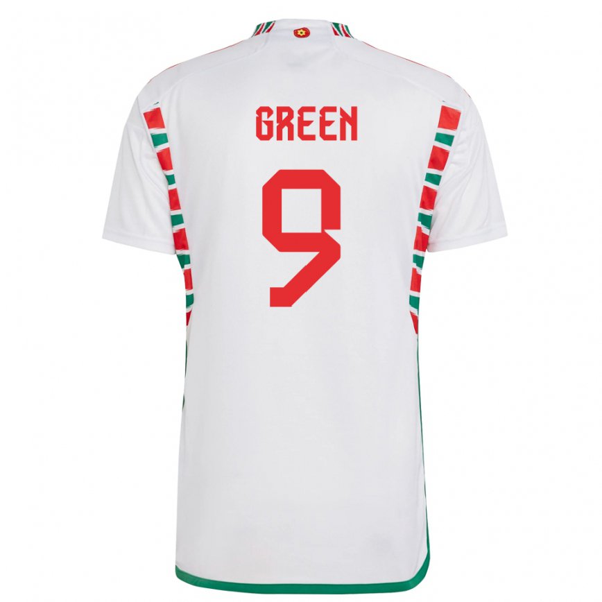 Vaikiškas Velso Kayleigh Green #9 Baltas Išvykos Marškinėliai 22-24 T-shirt