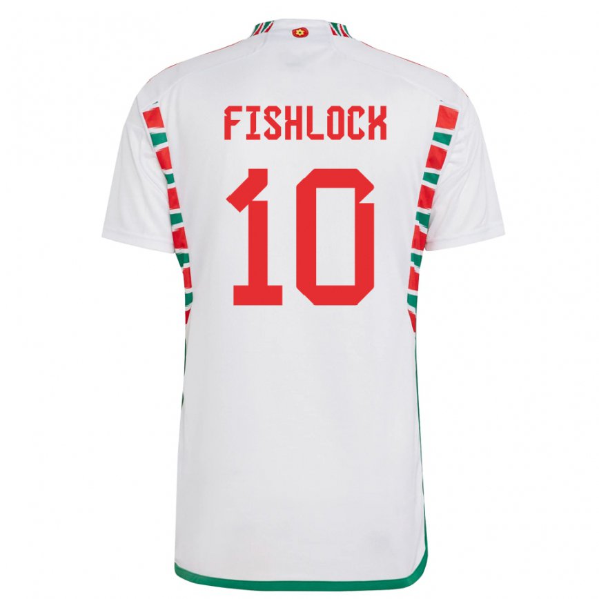 Vaikiškas Velso Jessica Fishlock #10 Baltas Išvykos Marškinėliai 22-24 T-shirt