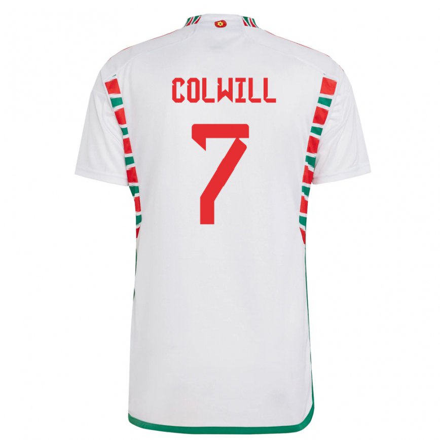 Vaikiškas Velso Joel Colwill #7 Baltas Išvykos Marškinėliai 22-24 T-shirt