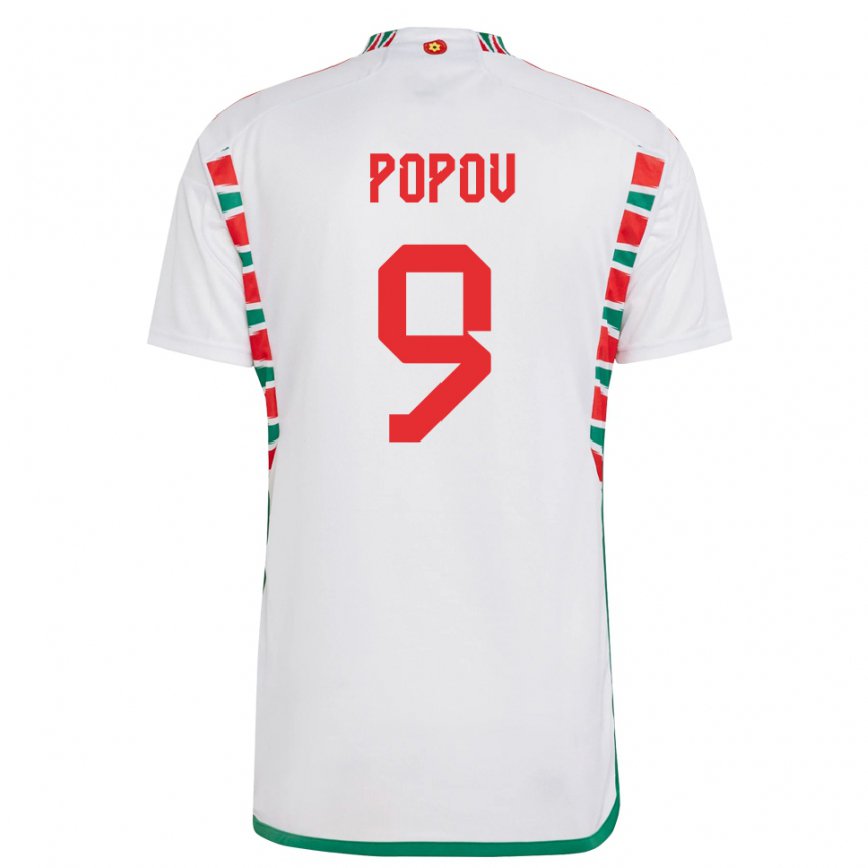 Vaikiškas Velso Christopher Popov #9 Baltas Išvykos Marškinėliai 22-24 T-shirt