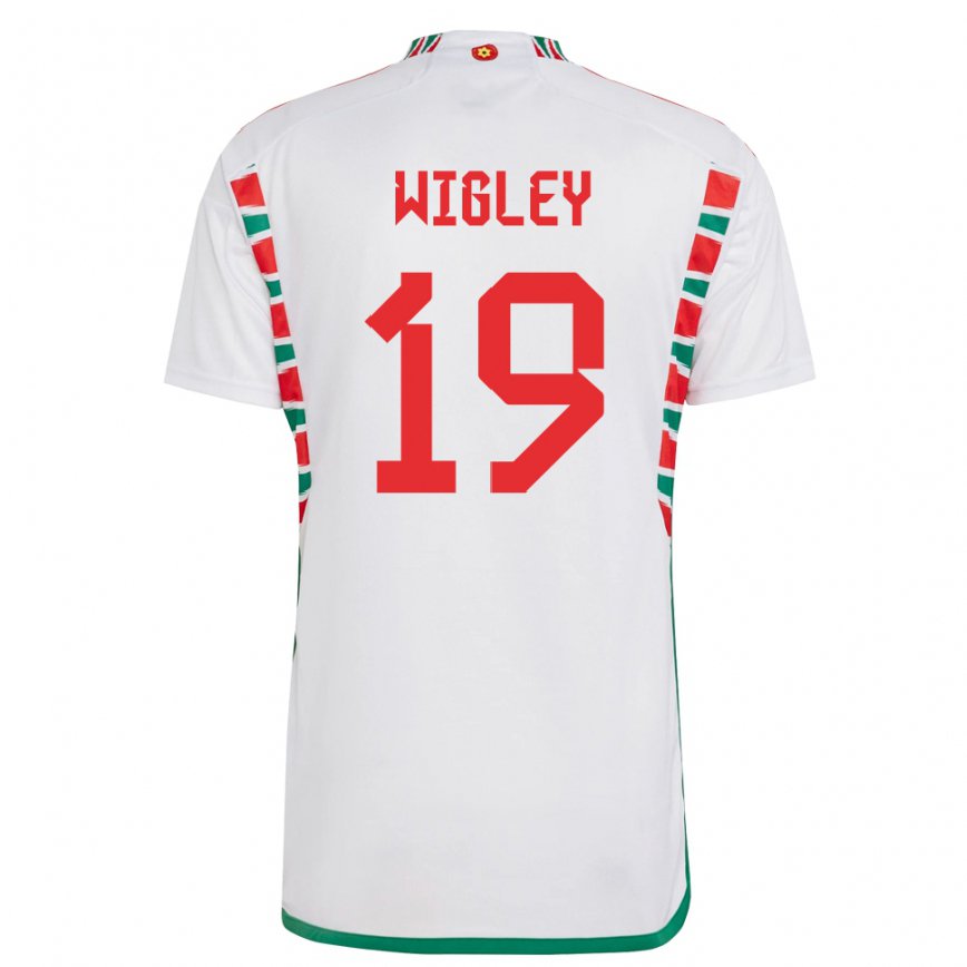 Vaikiškas Velso Morgan Wigley #19 Baltas Išvykos Marškinėliai 22-24 T-shirt