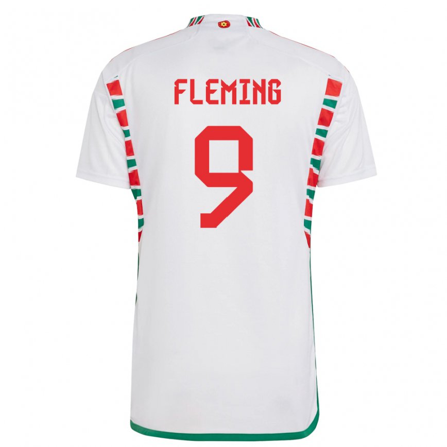 Vaikiškas Velso Cole Fleming #9 Baltas Išvykos Marškinėliai 22-24 T-shirt