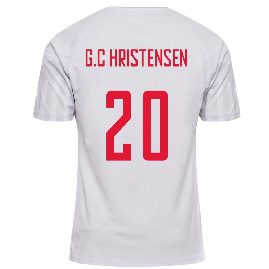 Vaikiškas Danijos Gustav Christensen #20 Baltas Išvykos Marškinėliai 22-24 T-shirt