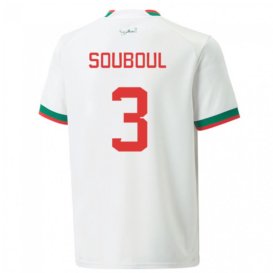 Vaikiškas Maroko Mohamed Souboul #3 Baltas Išvykos Marškinėliai 22-24 T-shirt