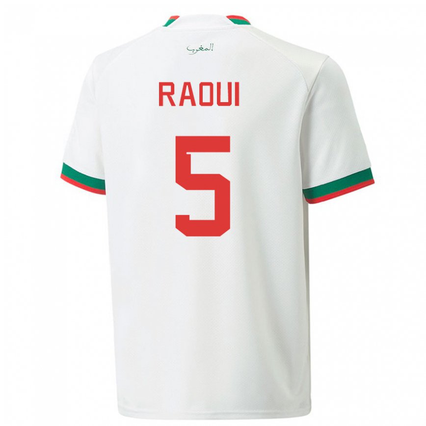 Vaikiškas Maroko Oussama Raoui #5 Baltas Išvykos Marškinėliai 22-24 T-shirt