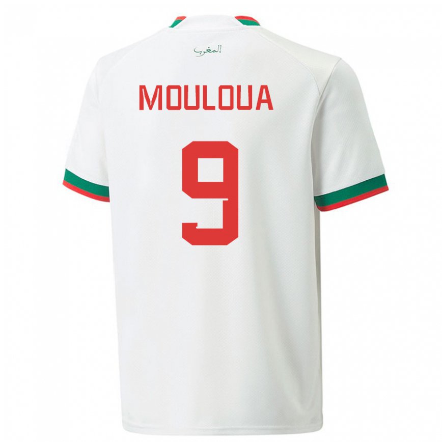 Vaikiškas Maroko Ayoub Mouloua #9 Baltas Išvykos Marškinėliai 22-24 T-shirt