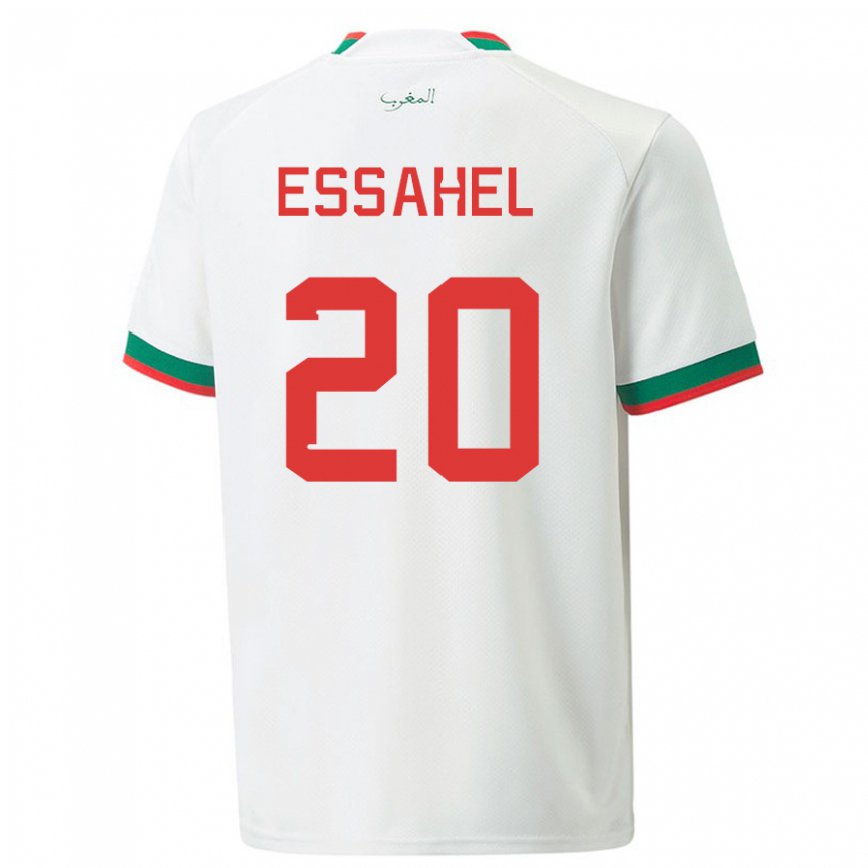 Vaikiškas Maroko Mohammed Amine Essahel #20 Baltas Išvykos Marškinėliai 22-24 T-shirt