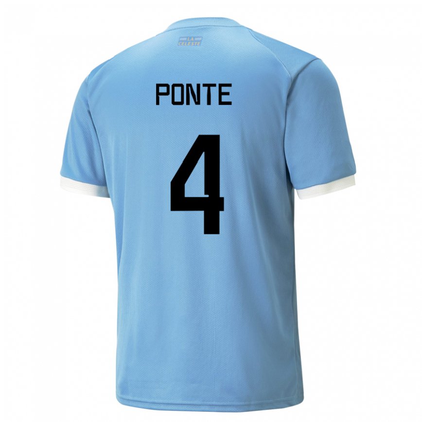 Vyrai Urugvajaus Mateo Ponte #4 Mėlyna Namų Marškinėliai 22-24 T-shirt