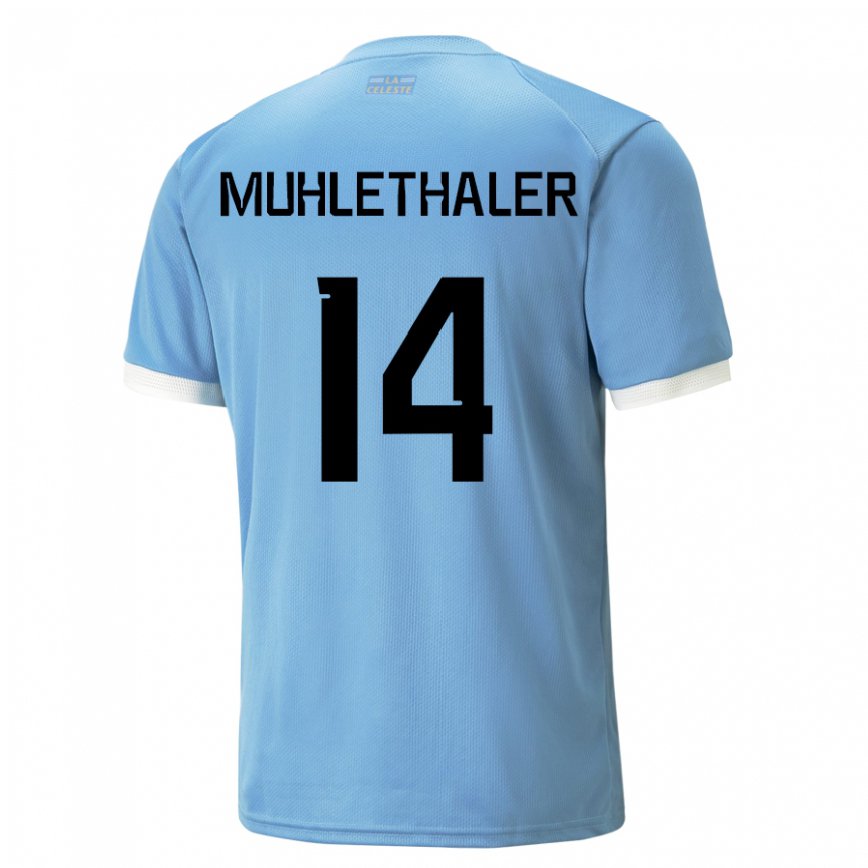 Vyrai Urugvajaus Stiven Muhlethaler #14 Mėlyna Namų Marškinėliai 22-24 T-shirt