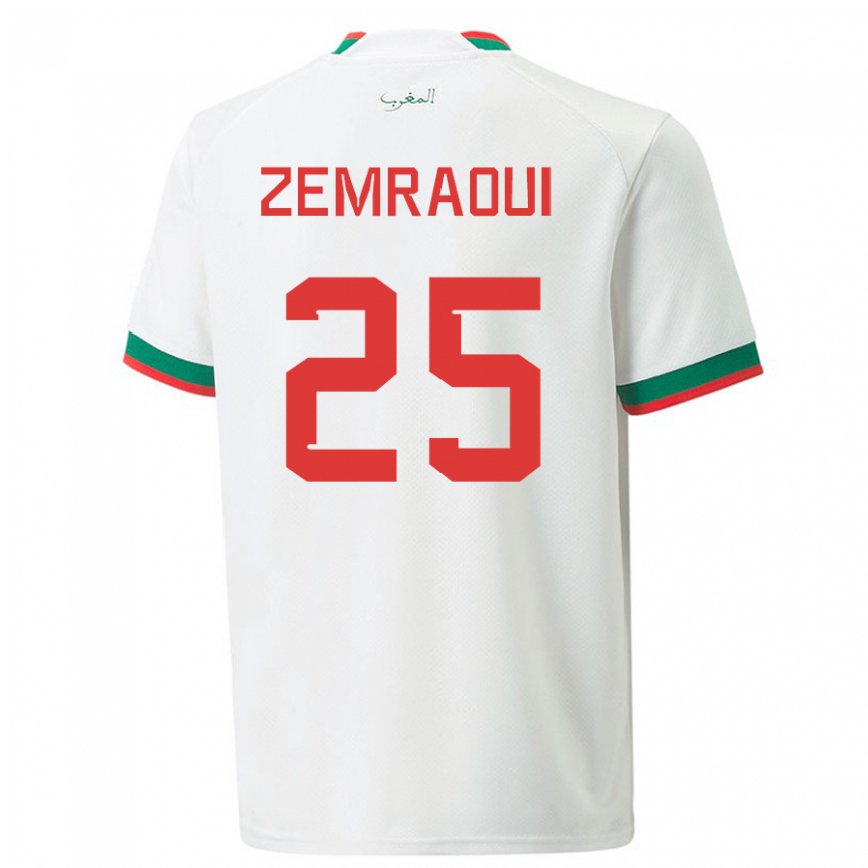 Vyrai Maroko Oussama Zemraoui #25 Baltas Išvykos Marškinėliai 22-24 T-shirt