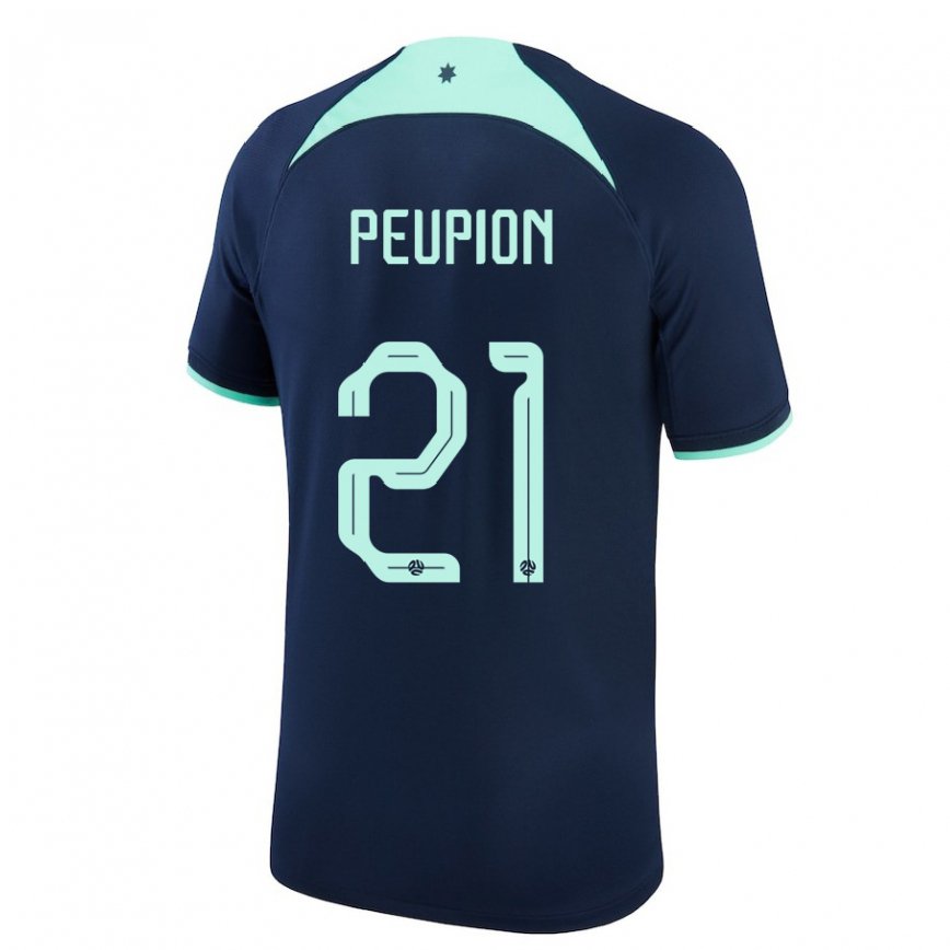 Vyrai Australijos Cameron Peupion #21 Tamsiai Mėlyna Išvykos Marškinėliai 22-24 T-shirt