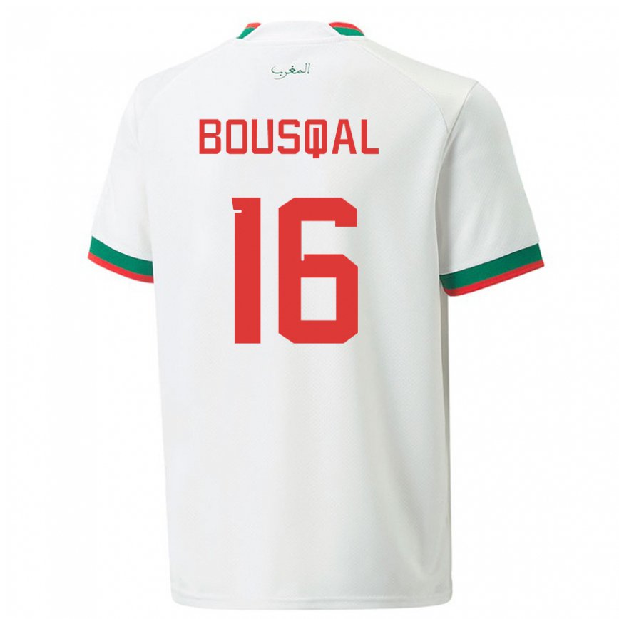 Vyrai Maroko Hamza Bousqal #16 Baltas Išvykos Marškinėliai 22-24 T-shirt