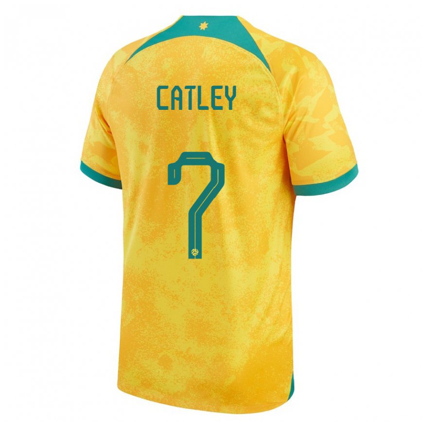 Moteriškas Australijos Stephanie Catley #7 Auksinis Namų Marškinėliai 22-24 T-shirt