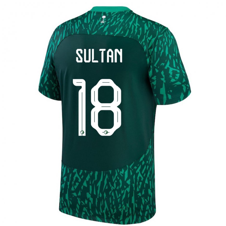 Moteriškas Saudo Arabijos Qasim Sultan #18 Dark Žalias Išvykos Marškinėliai 22-24 T-shirt