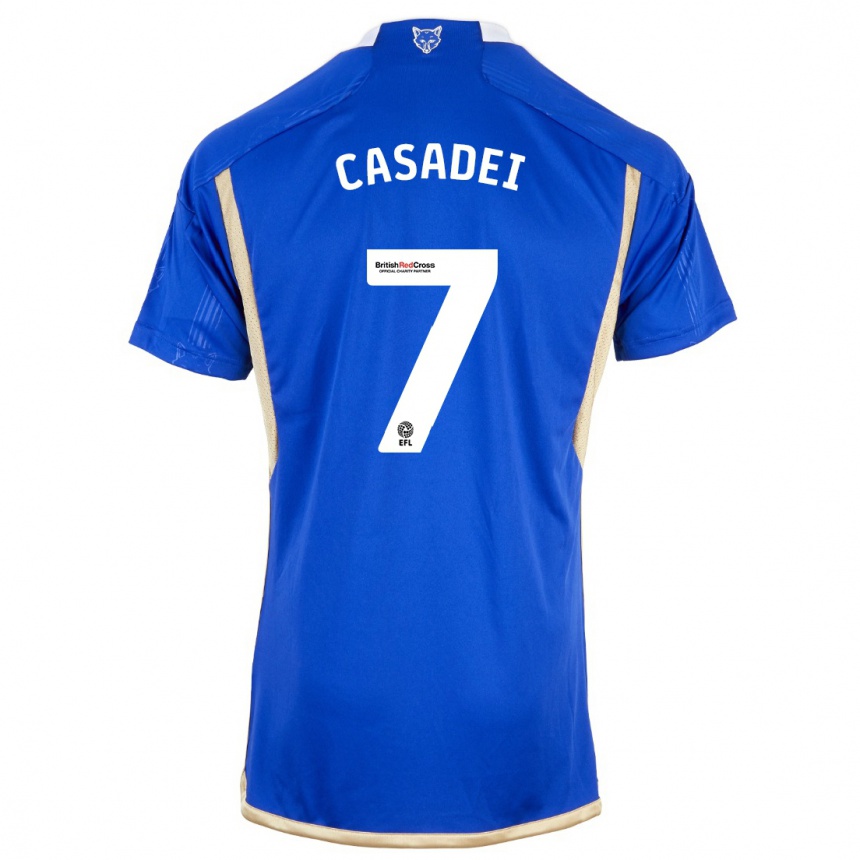 Vaikiškas Cesare Casadei #7 Mėlyna Namų Marškinėliai 2023/24 T-Shirt