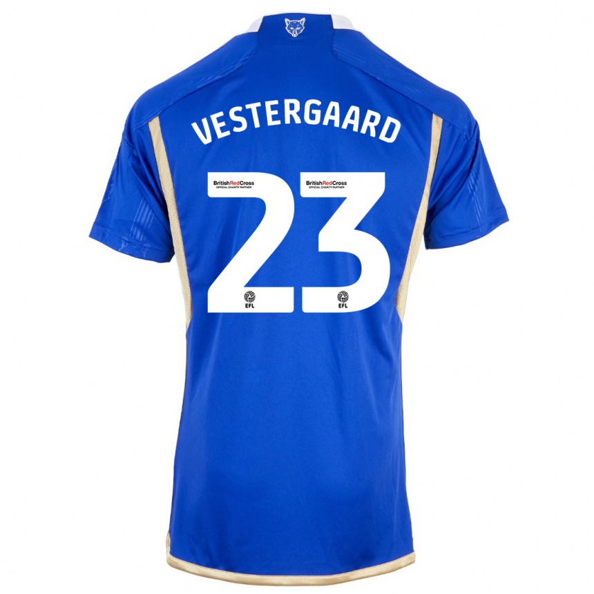 Vaikiškas Jannik Vestergaard #23 Mėlyna Namų Marškinėliai 2023/24 T-Shirt