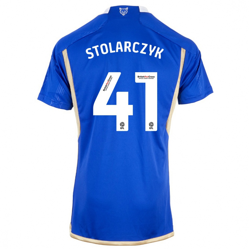 Vaikiškas Jakub Stolarczyk #41 Mėlyna Namų Marškinėliai 2023/24 T-Shirt