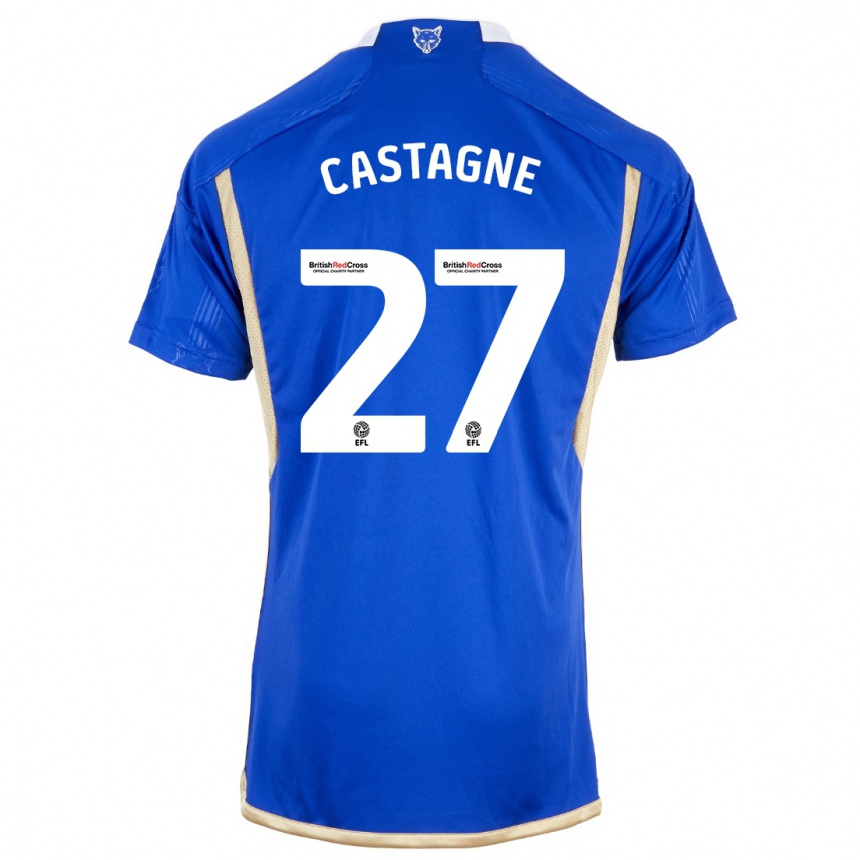 Vaikiškas Timothy Castagne #27 Mėlyna Namų Marškinėliai 2023/24 T-Shirt