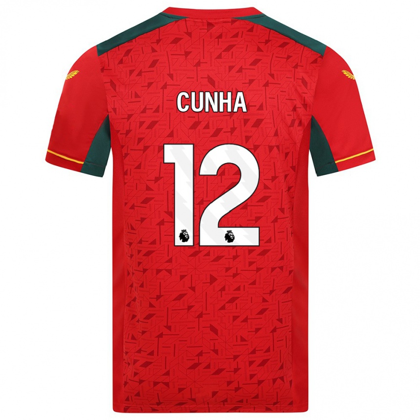 Vaikiškas Matheus Cunha #12 Raudona Išvykos Marškinėliai 2023/24 T-Shirt