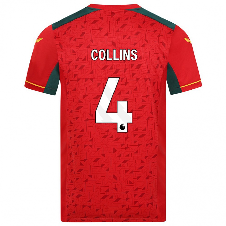 Vaikiškas Nathan Collins #4 Raudona Išvykos Marškinėliai 2023/24 T-Shirt