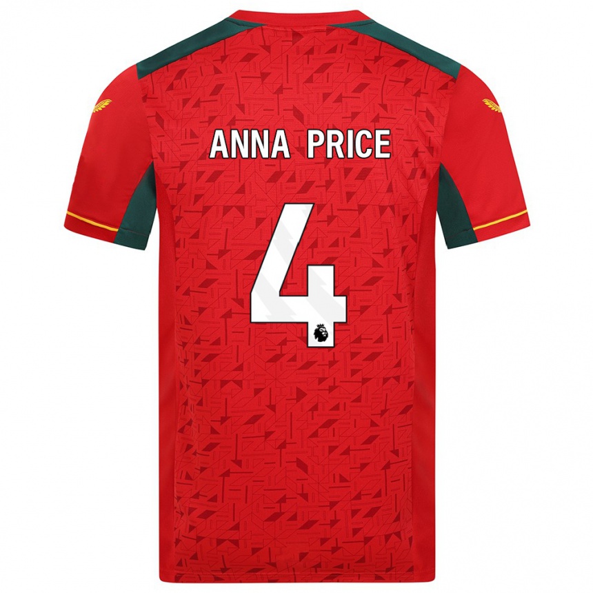 Vaikiškas Anna Price #4 Raudona Išvykos Marškinėliai 2023/24 T-Shirt