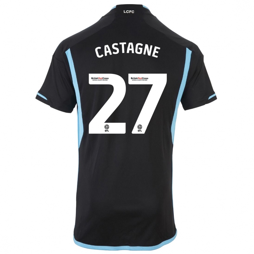 Vaikiškas Timothy Castagne #27 Juoda Išvykos Marškinėliai 2023/24 T-Shirt