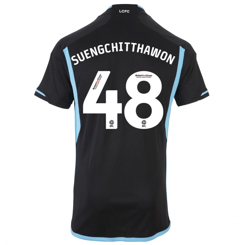 Vaikiškas Thanawat Suengchitthawon #48 Juoda Išvykos Marškinėliai 2023/24 T-Shirt