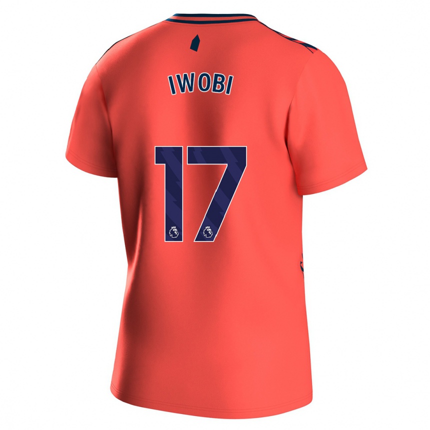 Vaikiškas Alex Iwobi #17 Koralas Išvykos Marškinėliai 2023/24 T-Shirt