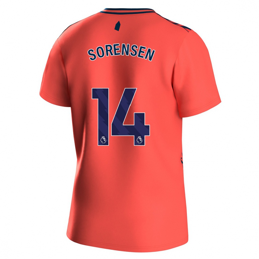 Vaikiškas Nicoline Sorensen #14 Koralas Išvykos Marškinėliai 2023/24 T-Shirt