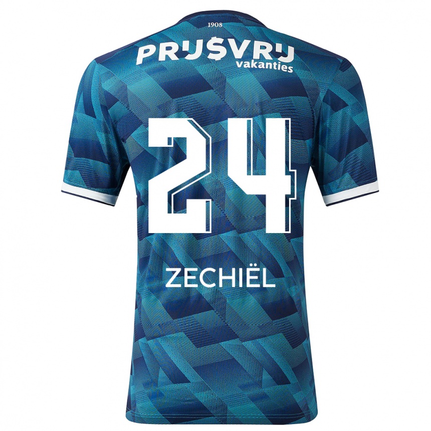 Vaikiškas Gjivai Zechiël #24 Mėlyna Išvykos Marškinėliai 2023/24 T-Shirt