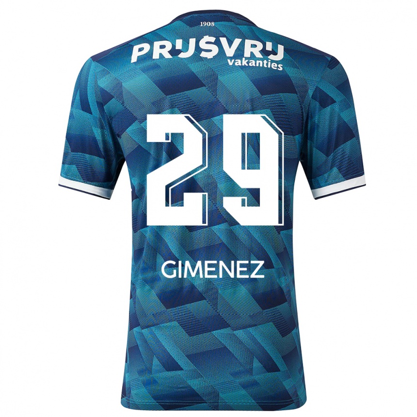 Vaikiškas Santiago Gimenez #29 Mėlyna Išvykos Marškinėliai 2023/24 T-Shirt