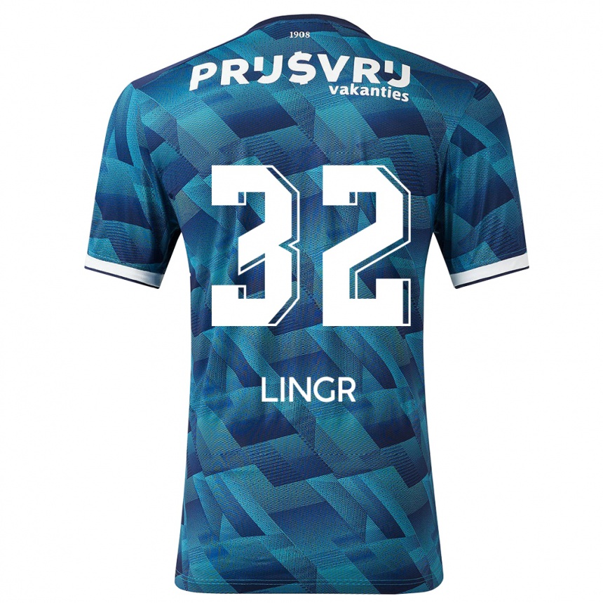 Vaikiškas Ondrej Lingr #32 Mėlyna Išvykos Marškinėliai 2023/24 T-Shirt