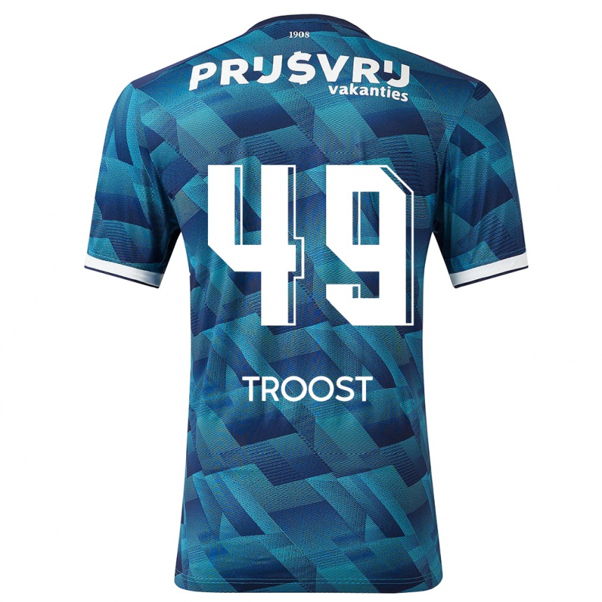 Vaikiškas Tein Troost #49 Mėlyna Išvykos Marškinėliai 2023/24 T-Shirt