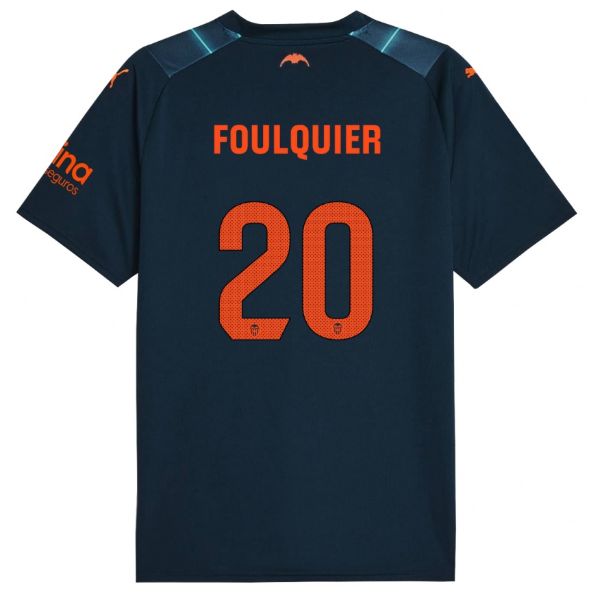 Vaikiškas Dimitri Foulquier #20 Jūrų Mėlyna Išvykos Marškinėliai 2023/24 T-Shirt